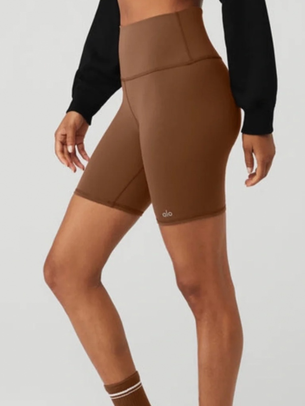 Alo Yoga High Waisted Biker Shorts 7” Brown S